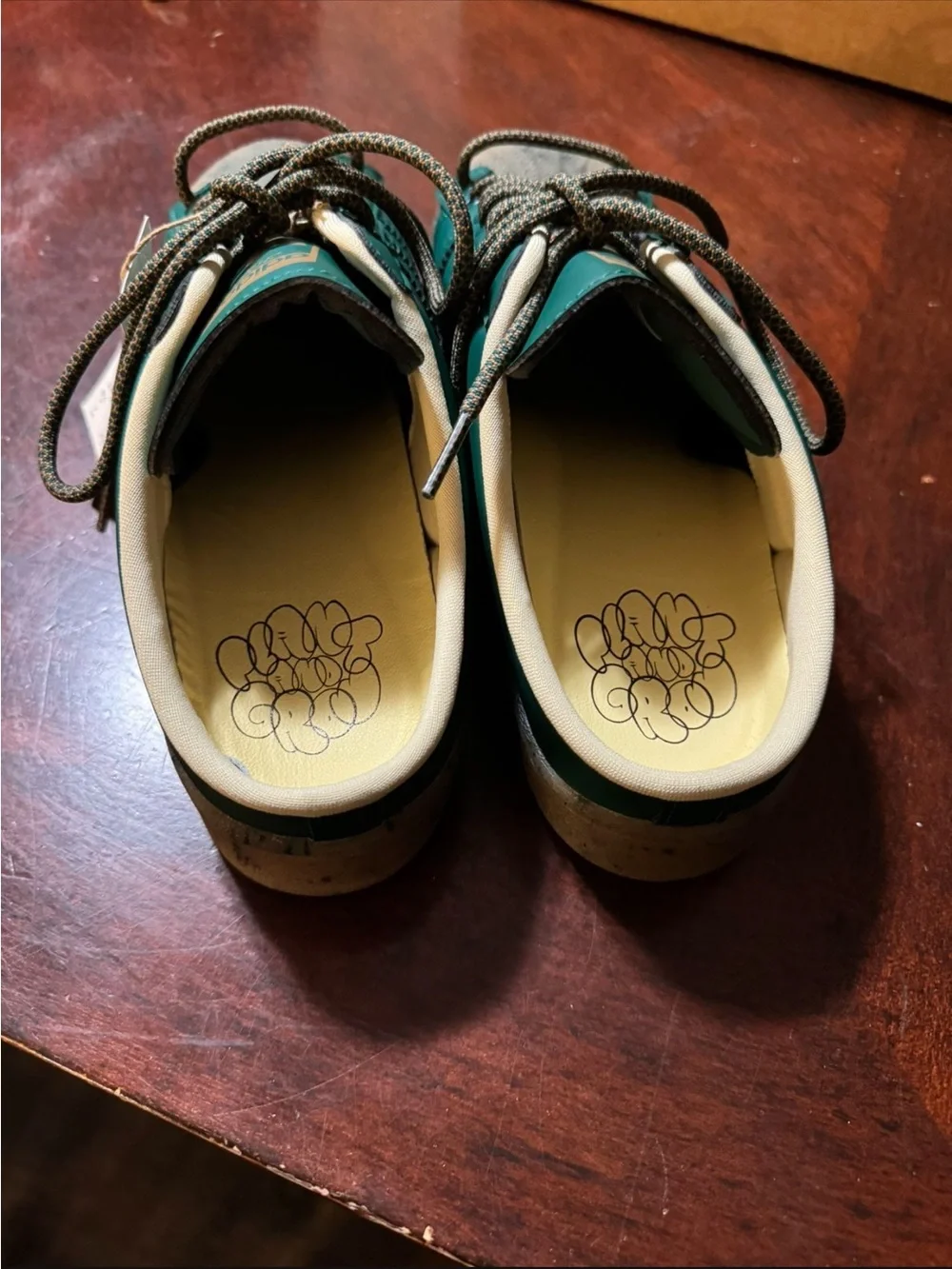 adidas Green Leather Shell-Toe Sneakers with Gum Toes